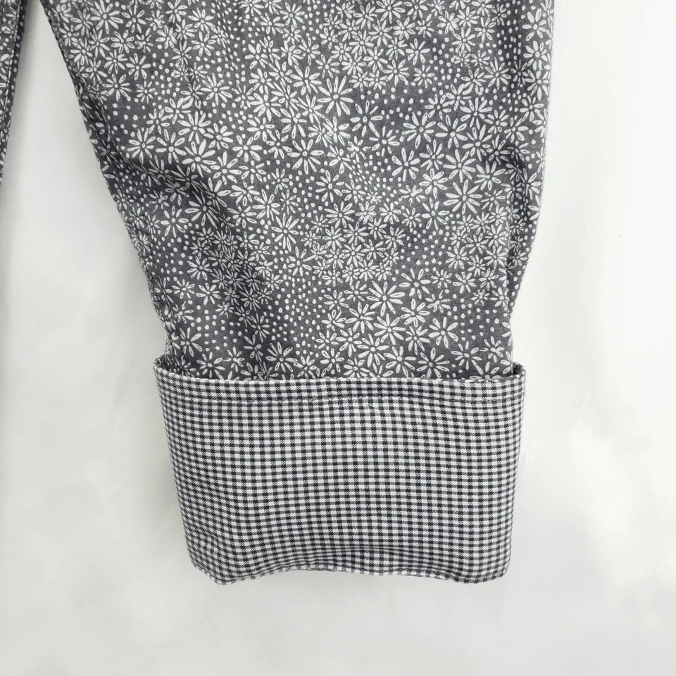 Camisa Georg Roth Los Angeles Para Hombre XL Gris Blanco Algodón Pima Puños Abatibles Abotonada Foto 4 de 4