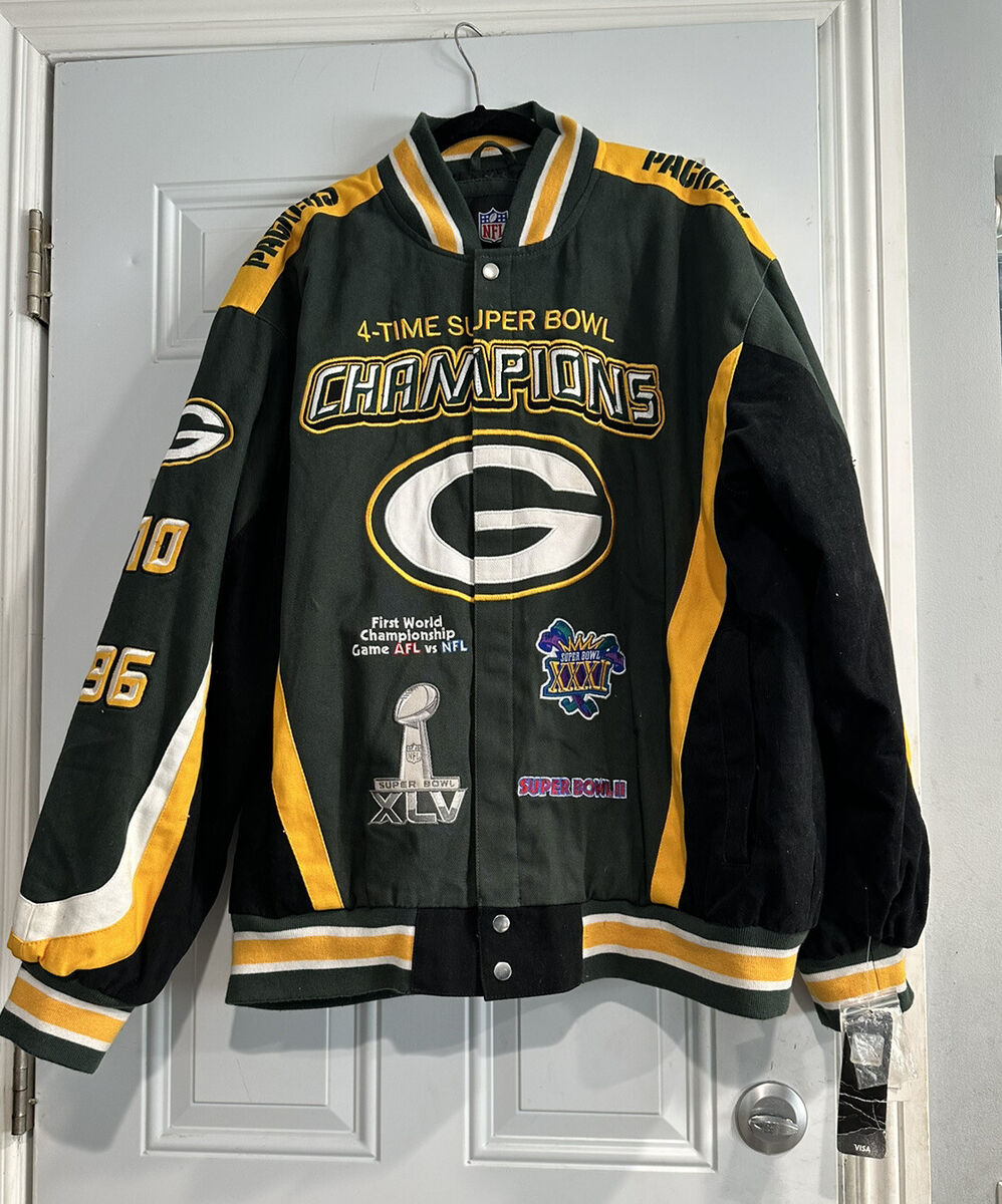 Green Bay Packers 4 Time Super Bowl Champions Jacket Size Green Bay Packers 4 Time Super Bowl Champions Jacket Size