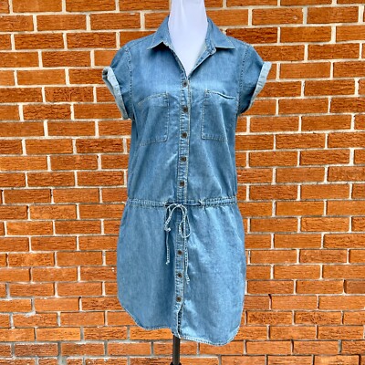 PAIGE Mila Denim Collared Shirt Dress Size M