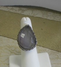 Beautiful Organic Large Cushion Cut Chalcedony Sterling Silver Ring Size 5