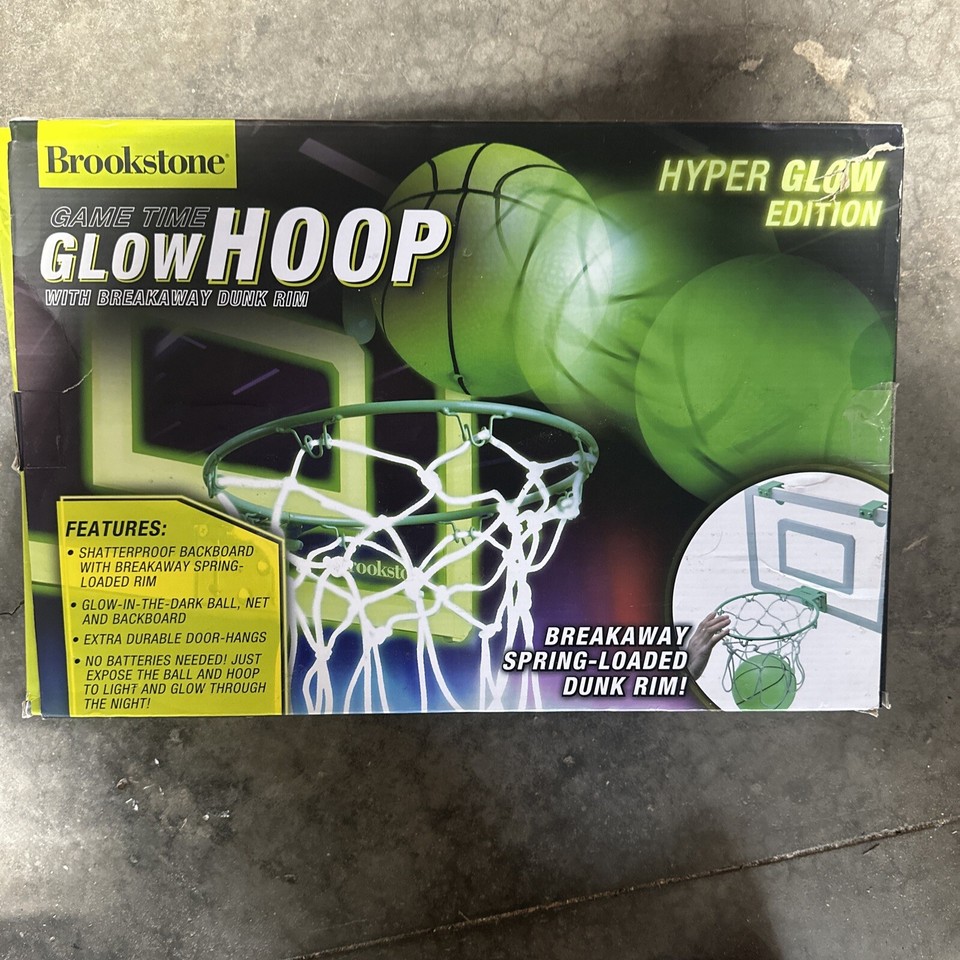 brookstone Basketball Clear And Green glow In The Dark hoop On Door