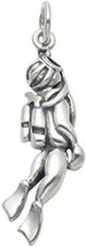 Wildthings Sterling Silver Oxidized Scuba Diver Pendant