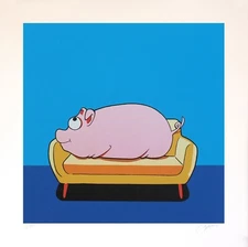 Andrea Sangalli Serigraphy Retouché Pop A Colori Lockdown Pig 50X50 Limited 2021