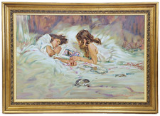 Vintage AMERICAN 20th C Framed GICLEE PAINTING on CANVAS by JOHN MICHAEL CARTER