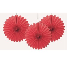 Ruby Red Mini Fan Ceiling Wall Hanging Decorations - 6 inches