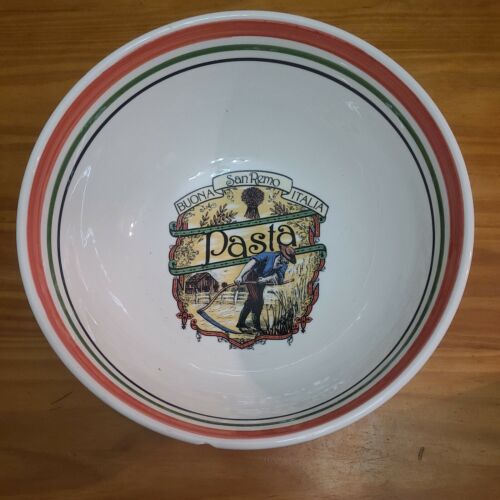 Cuenco de pasta vintage Buona San Remo Italia 12" hecho en Italia Himark
