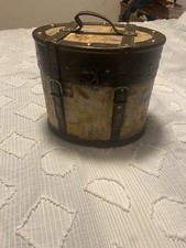 Vintage Wood  Leather Hat Box Suitcase Moulin Rouge Paris