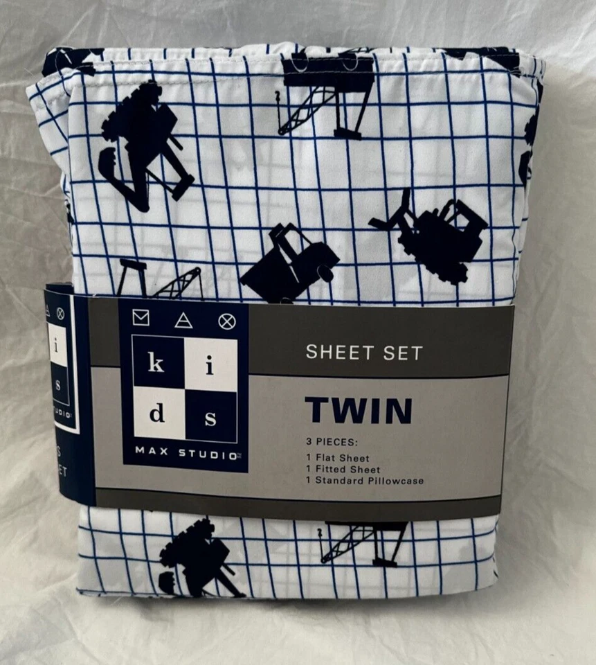 3 pc Max Studio Kids Construction Vehicles Twin Sheet Set NIP - Image 2 of 4