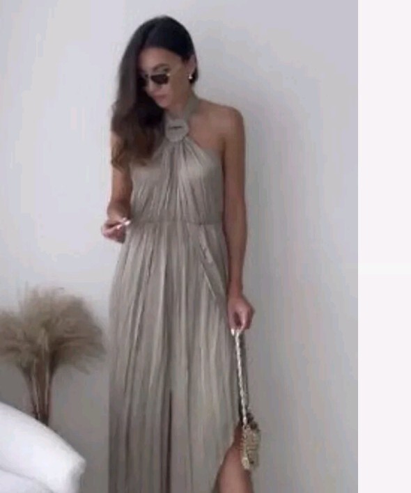 その他 sara ZARA NWT $109 XS,S,M WOMAN SS24 MIRRORS HALTER MIDI DRESS