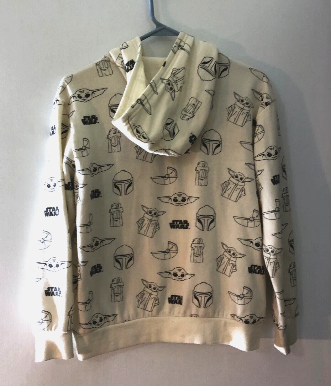 OFF WHITE STAR WARS Madalorian Grogu maglione felpa con cappuccio avorio. Taglia M giovane 10 12
