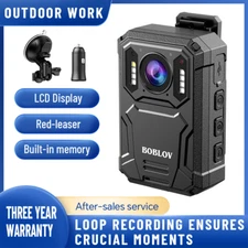 BOBLOV Body Camera with Audio 128GB 1296P HD Security Recorder Car Suction Kit
