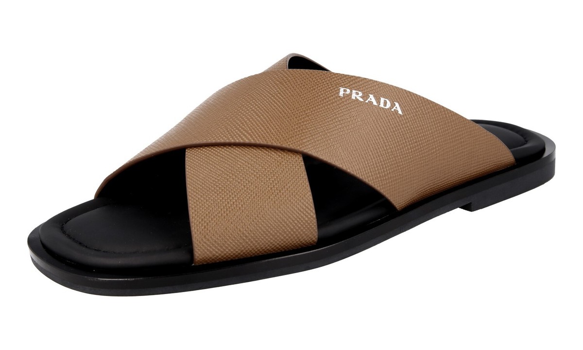 Prada Crisscross leather sandals ★関税込 Prada Leather Crisscross Slides | Black | FARFETCH