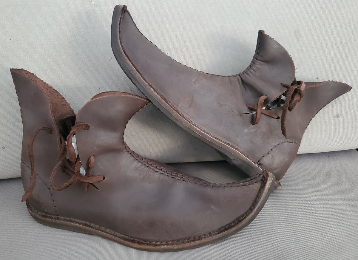 Genuine LEATHER Medieval Renaissance Boots Pointy Shoes viking