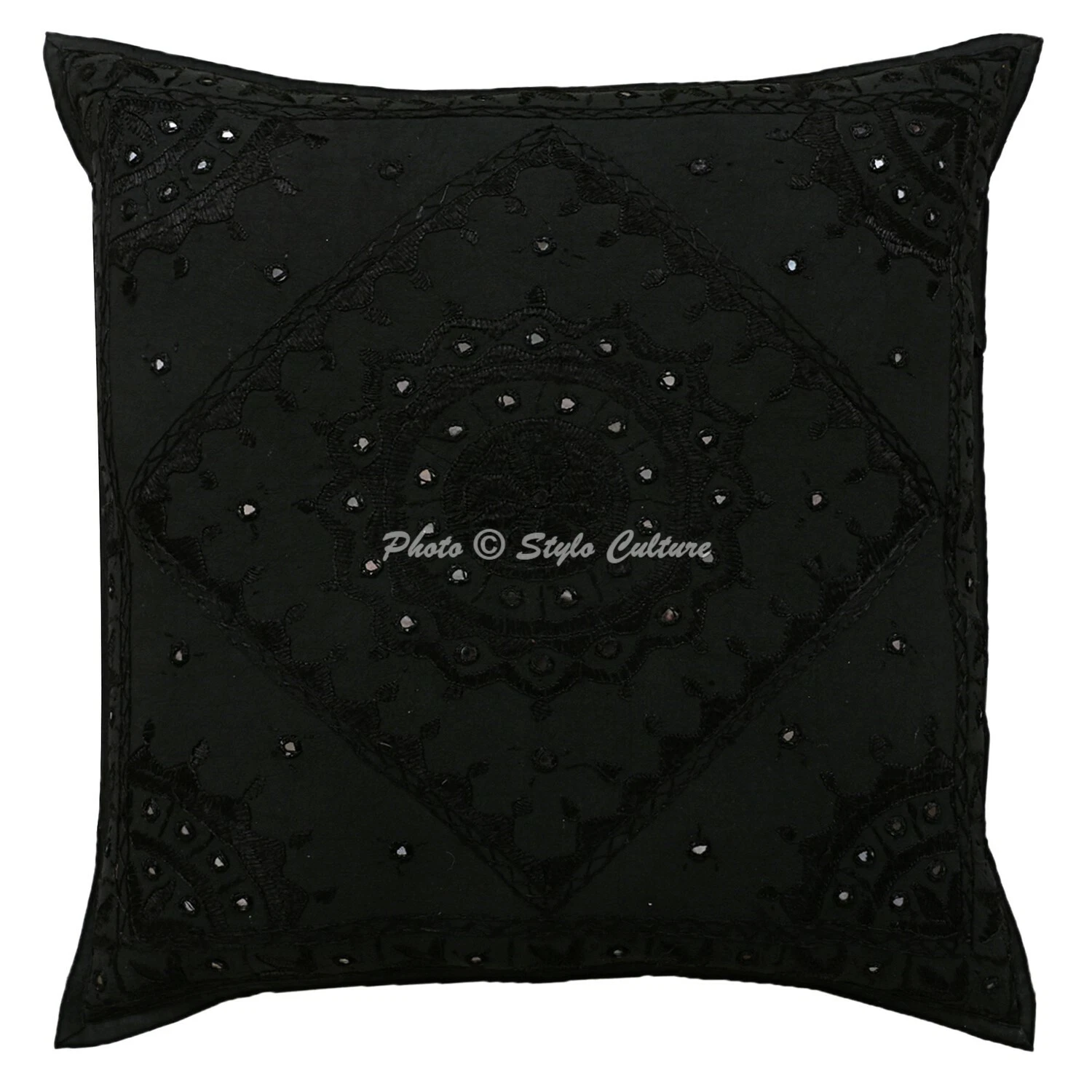 Traditional Throw Pillow Cover 60x60 cm Cotton 24x24 Embroidered Cushion Cover