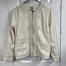 NWT Chico's Tonal Embellished Natural Cream Jacket Size 2 - 12/14