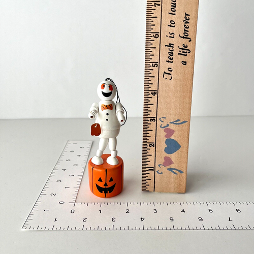 "Juguete de baile de madera marioneta de empuje calabaza fantasma de Halloween de colección decoración de utilería 4,5""" - Imagen 9 de 9
