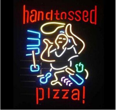 Hand Tossed Pizza Open Neon Sign 24x20 Bar Pub Restaurant Store Wall Decor