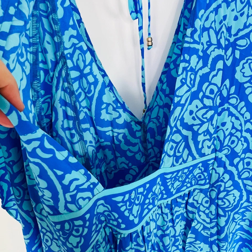 Женское расслабленное макси-платье Alice & Trixie Цветочный узор Кафтан Шелк V-образный вырез - Изображение 4 из 4