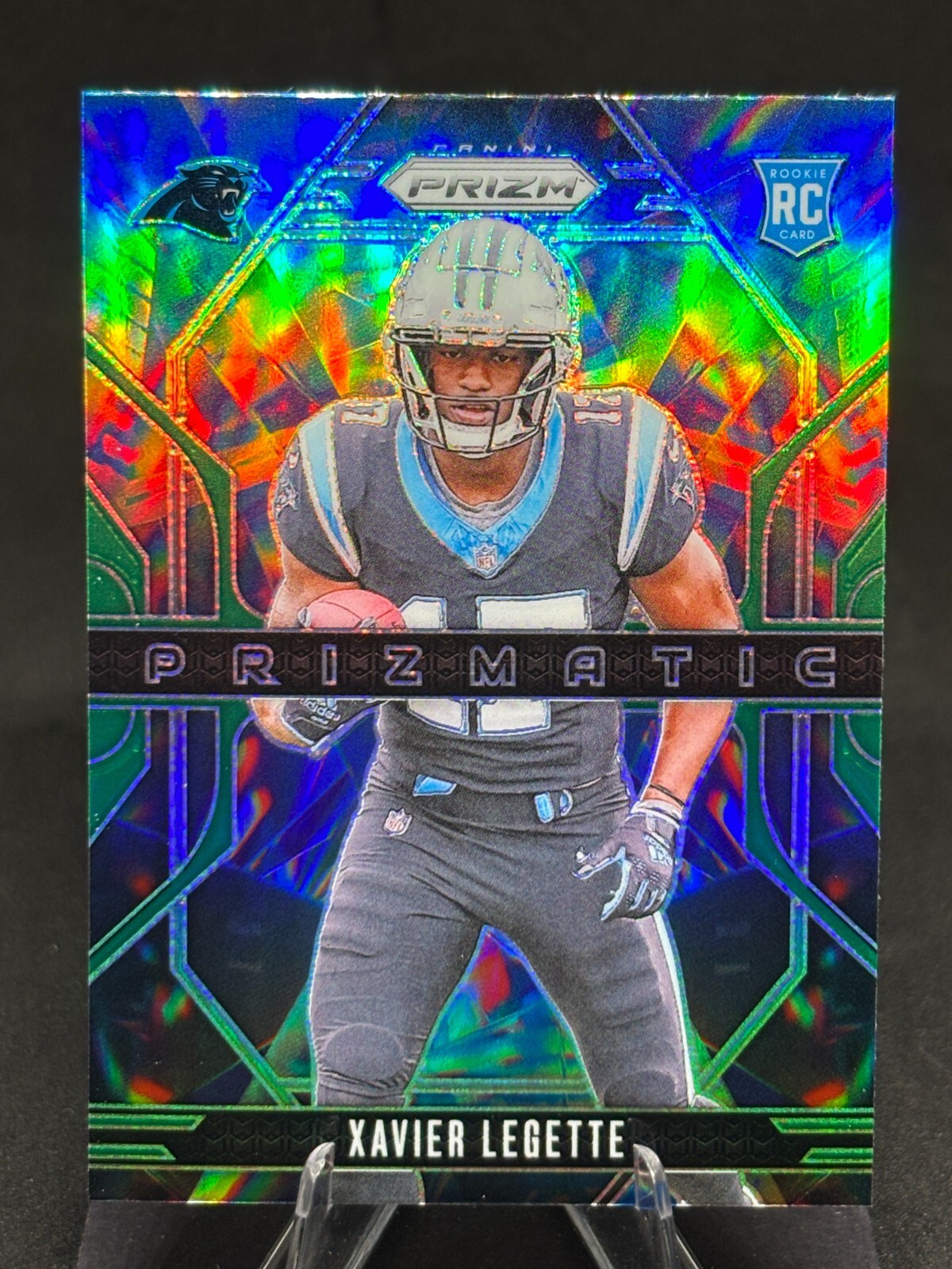 Xavier Legette 2024 Panini Prizm Prizmatic Green #16 Carolina Panthers Rookie RC