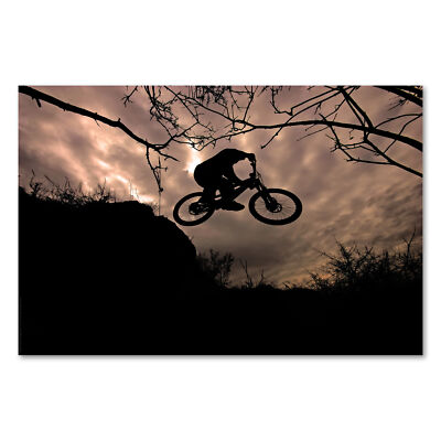 Postereck 0068 Poster Leinwand Freeride Sprung, Sepia Sport BMX Dirt Fahrrad Rad