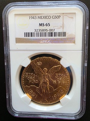 メキシコ1943年銀貨古銭、NGC/MS65 未使用　超美品非常に入手困難 メキシコ1943年銀貨古銭、NGC/MS65 未使用 超美品非常に入手困難