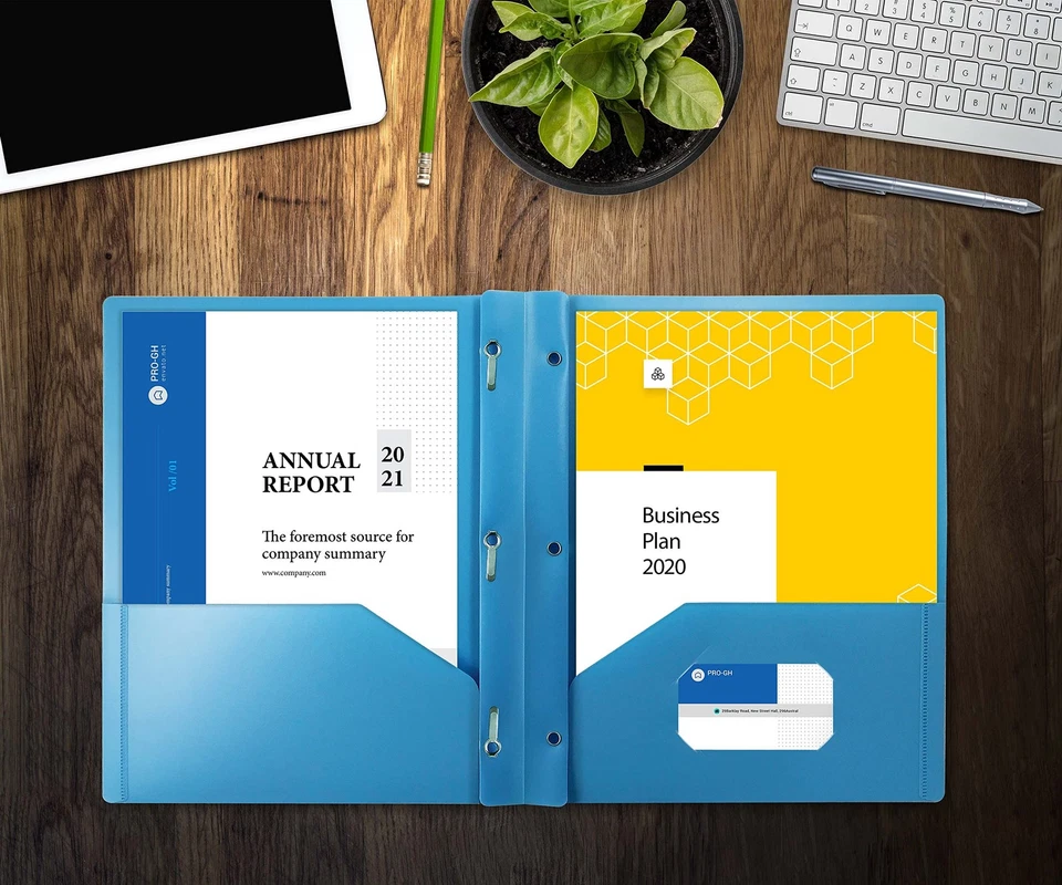 Light Blue Plastic 2 Pocket Folders With 3 Metal Prongs Fastener Clips 24 Pk - Image 2 of 4