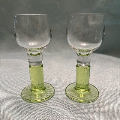 Pair Of Lime Green Stem Glass  4.5  Bormilio Rocco Limoncino Liqueur Cordial