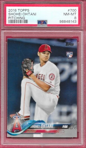 2018 TOPPS PITCHING SHOHEI OHTANI ROOKIE RC #700 PSA 8 NR MINT MVP DODGERS *