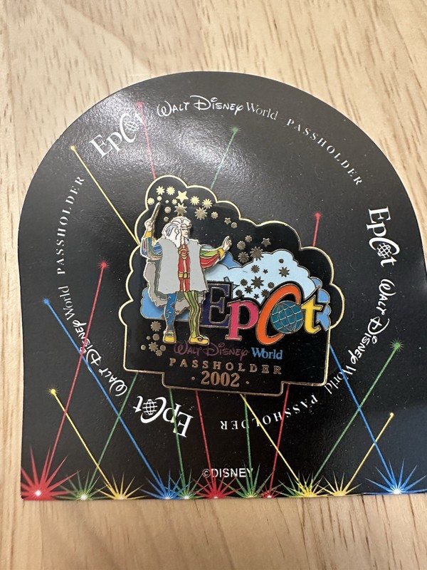 Disney EPCOT Passholder Pin 2002 with backing card