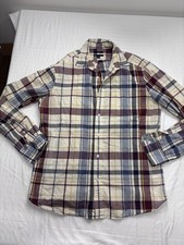 Gap Slim Fit Mens Medium M Button Down Light Red Plaid Cotton Shirt
