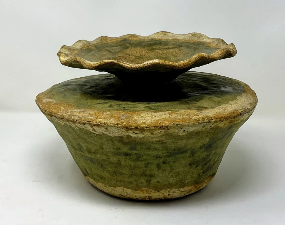 质朴手工石器陶器户外庭院花园凹槽碗花瓶鸟浴 — 第 2/4 张图片