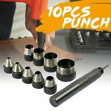 10Pcs Hollow Hole Punch Tool 3/16"-1-1/4" Leather Rubber Gasket Belt Cutter Set
