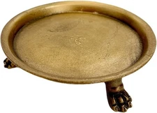 Hapton House 100% Solid Brass Clawfoot Candle Dish - Pedestal Antique 