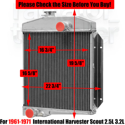 For 1961-1971 International Harvester Scout 2.5L/3.2L 3 Rows Aluminum Radiator