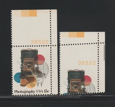 US EFO ERROR Stamps #1758 Photography, Camera: Huge Angled Misperf & Normal. MNH