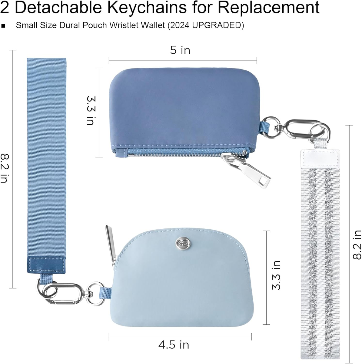 Mini Zip Around Dual Pouch Wristlet With 2 Straps Wristlet