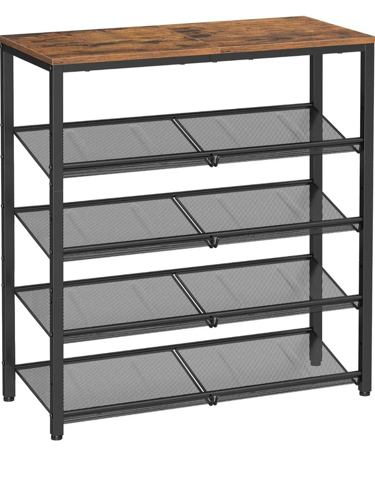 VASAGLE Zapatero Marrón con 4 Estantes de Tela Foto 3 de 4