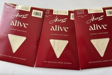 Hanes Alive Full Support Pantyhose Size C Pearl Lot 3 Control Top Reinforced Toe