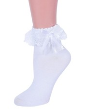 ViViKi Women Ruffle Socks, Double Layer Lace One Size, White, 1 Pairs