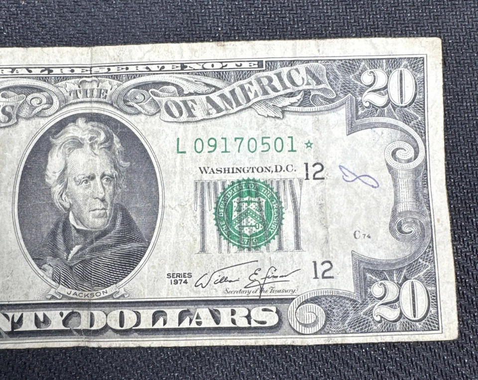 1974 $20  Dollar Bill Star Note San Francisco  + Misalignment Error Rare find ** - Image 3 of 4