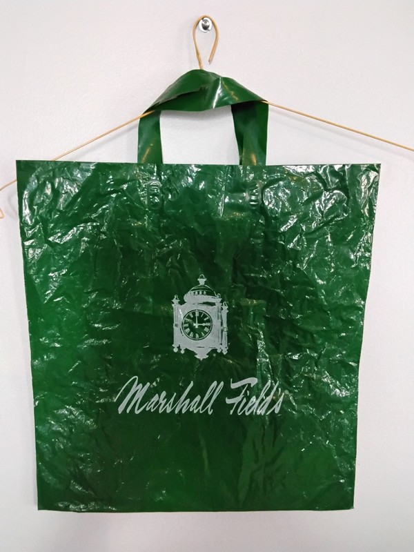 Large 16HX15L Marshall Fields Plastic Shopping Bag. Ships in box/I combine ship