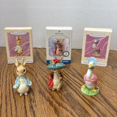 NEW Vintage Hallmark Peter Rabbit Beatrix Potter Set of 3 Ornaments Easter Lot