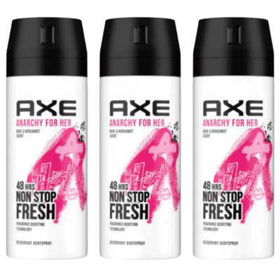 Axe Anarchy For Her Deodorant Body Spray 3 Pack 150ml Floral Fruity Fragrance