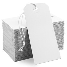 50 Pack White Shipping Tags With Elastic String Blank Labeling 4-3/4 x 2-3/8