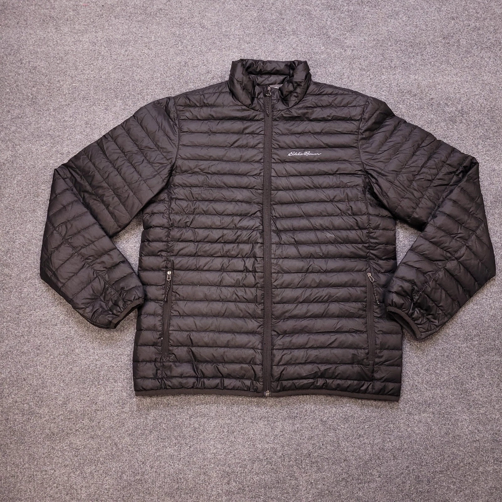 Eddie Bauer EB650 Downlight Full Zip Jacket Black Sz M 650 Fill Packable Down