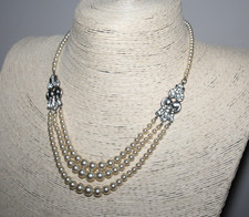 Vintage Ciro Sterling Silver Pearl Very Glamorous Necklace 1940-50s SCP England