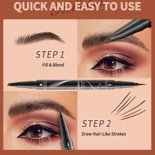 Pluma líquida para cejas para mujeres a prueba de manchas 2 en 1 pluma de doble extremo para uso diario