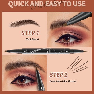 Women Liquid Eyebrow Pen Smudge-Proof 2 In 1 Double-Endedink Pen For Daily Use