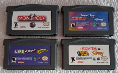 GAMEBOY ADVANCE GBA 10 Board Games 4 Cartridge Lot MONOPOLY Simon PAYDAY Life+ 6