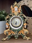 1910 Antique German Minxie Ceramic Mantel Clock w/ Cherubs Majolica Rococo — photo 2
